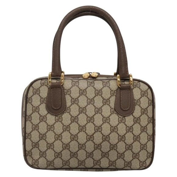 GUCCI GG Supreme Hand Bag PVC Beige Gold 000 58 6090 Auth SW1472 - Picture 3 of 16